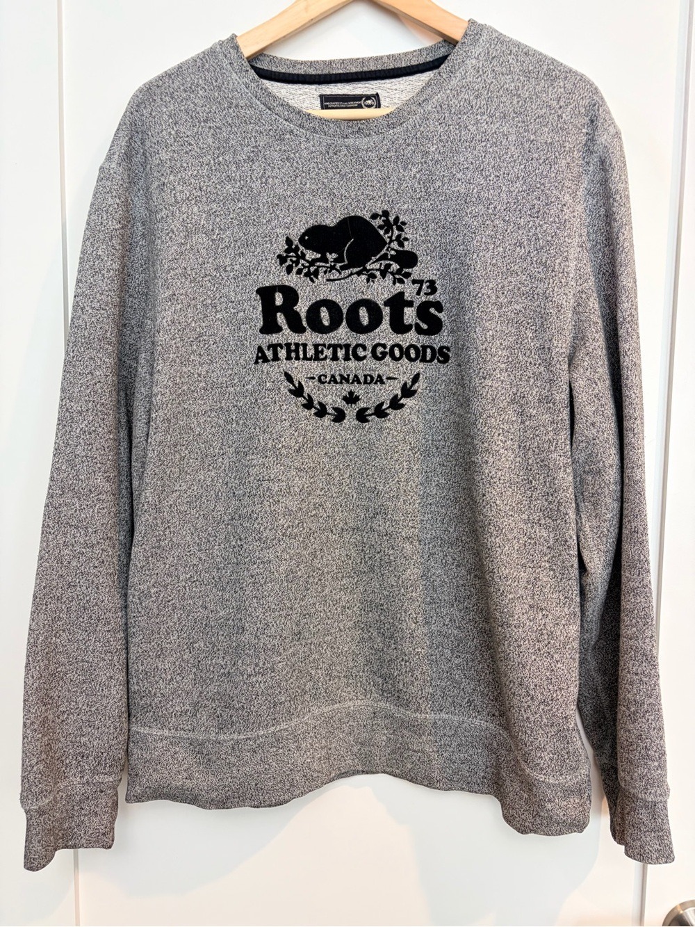 Roots Athletic Goods Grey Salt & Pepper Crewneck Sweatshirt Medium